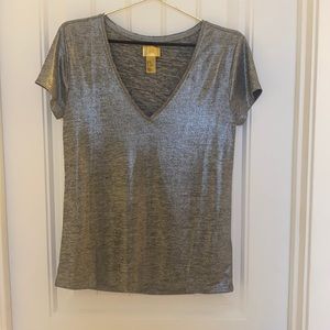 H&M silver deep v neck top